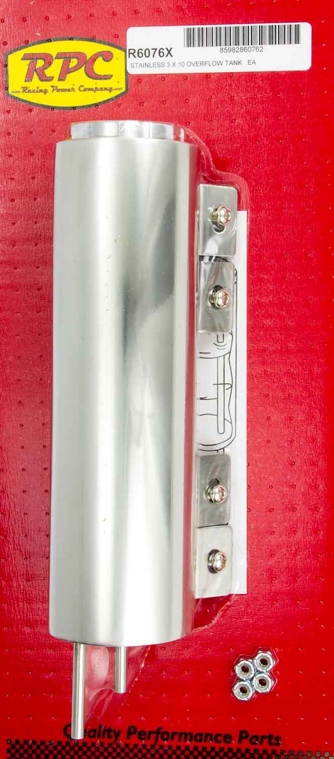 Racing Power Co-Packaged 10in Polished Stainless Overflow Tank MPN RPCR6076X