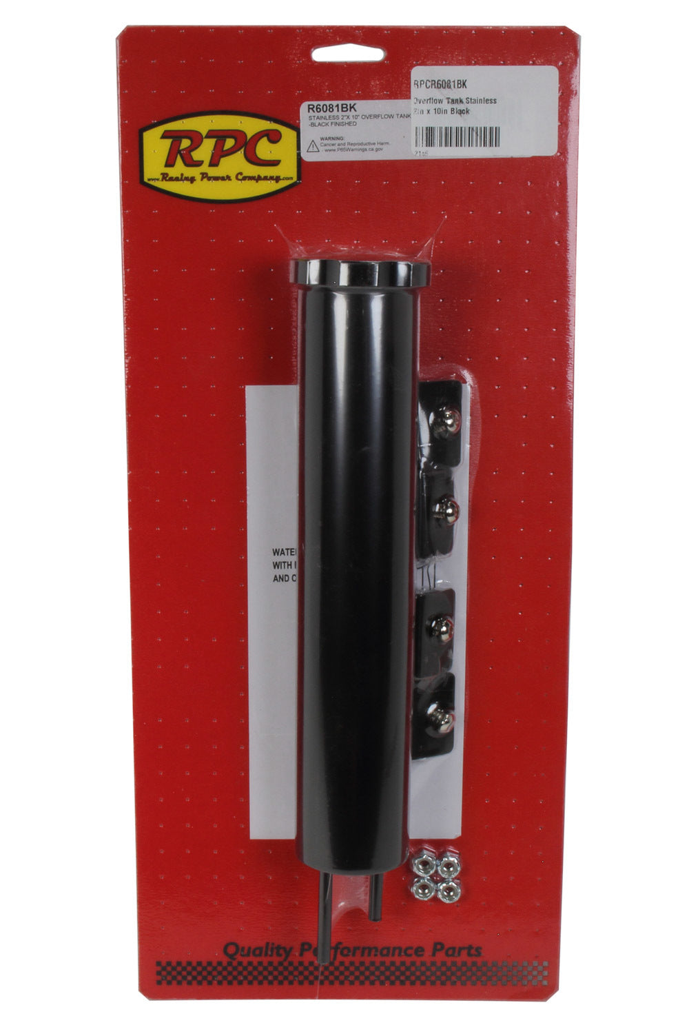 Racing Power Co-Packaged Overflow Tank Stainless 2in x 10in Black MPN RPCR6081BK