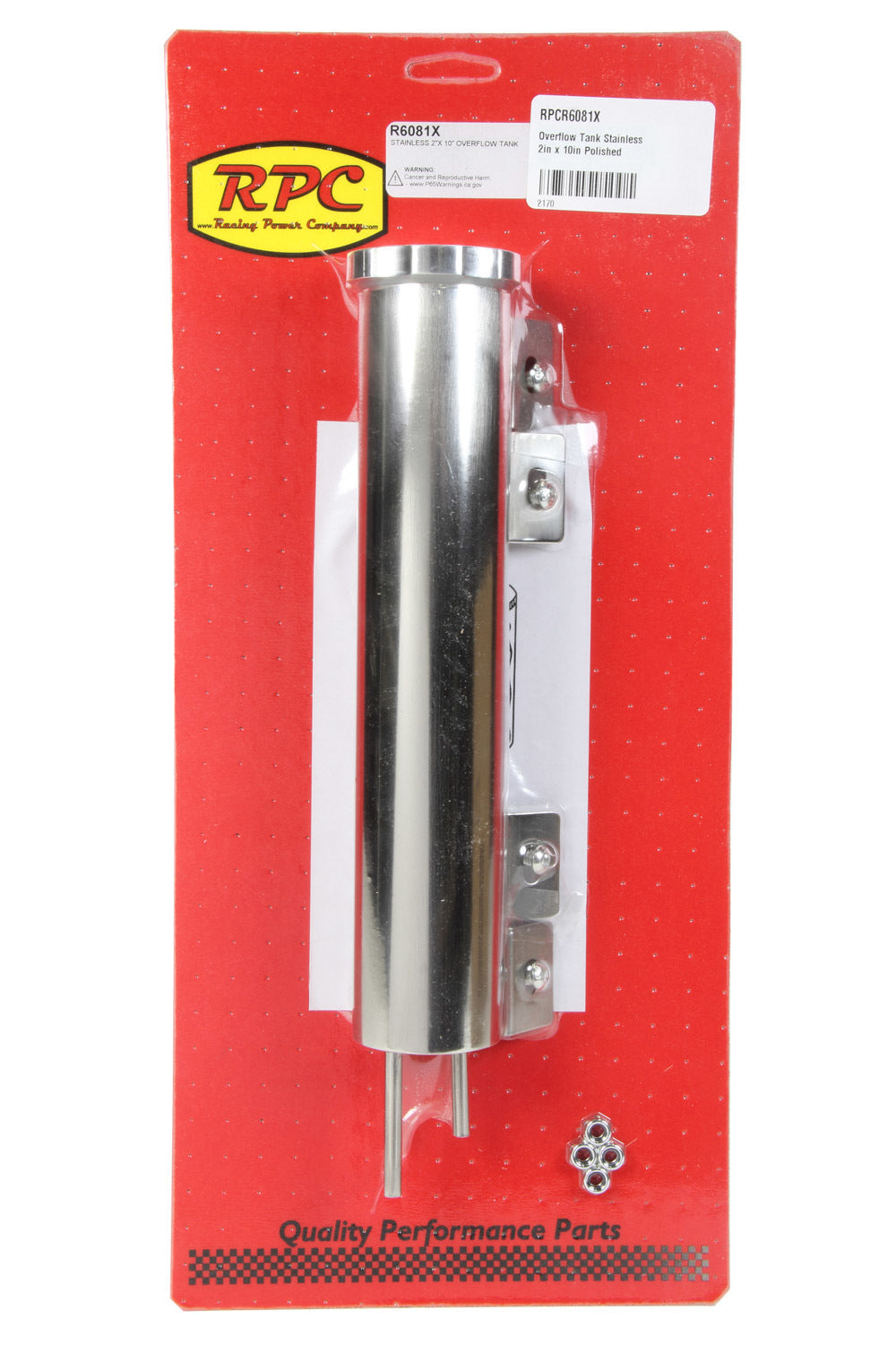 Racing Power Co-Packaged Overflow Tank Stainless 2in x 10in Polished MPN RPCR6081X
