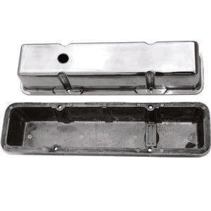 Racing Power Co-Packaged Chrome Alum SBC Valve Covers Plain Pair MPN RPCR6130-2C For Chevy