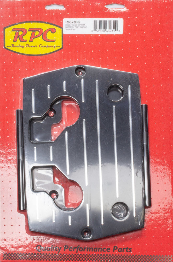 Racing Power Co-Packaged Optima Alum Ball Milled Battery Tray Black MPN RPCR6323BK