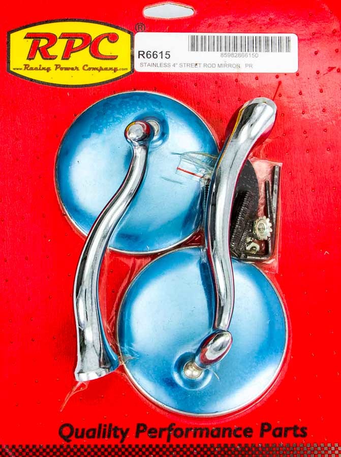Racing Power Co-Packaged Stainless Retro Street Rod Mirrors MPN RPCR6615