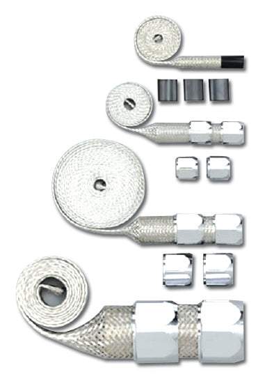 RACING POWER CO-PACKAGED Chrome Braided Hose Sle eving Kit RPCR6678
