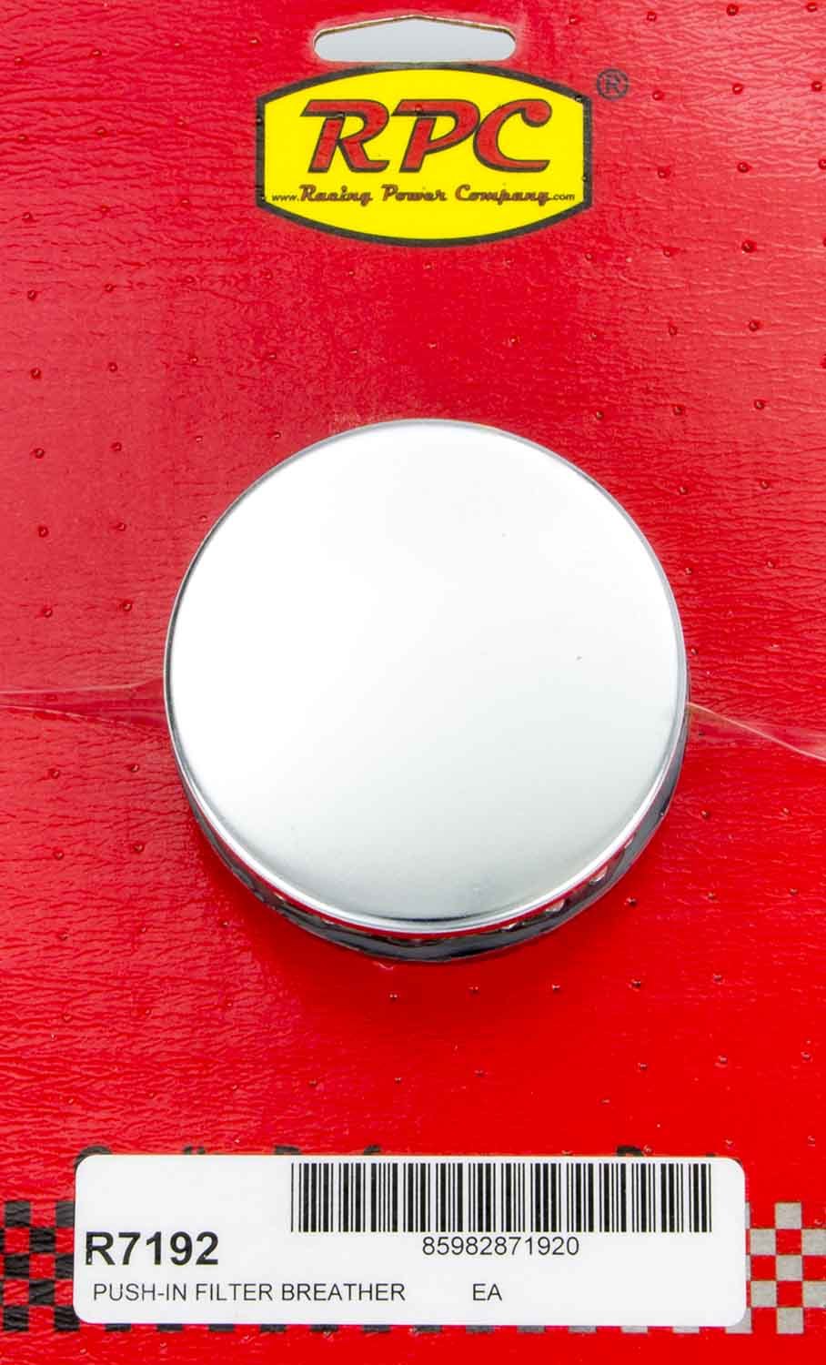 RACING POWER CO-PACKAGED Chrome Push In Breather w/o Shield 2in Tall Each RPCR7192