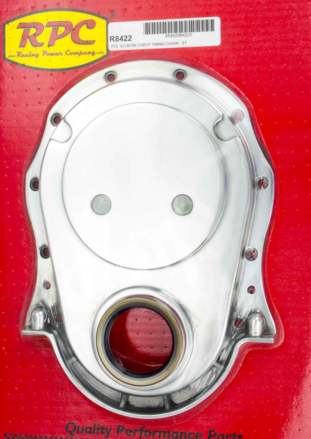 Racing Power Co-Packaged BBC Alum Timing Chain Cover Polished MPN RPCR8422 For Chevy