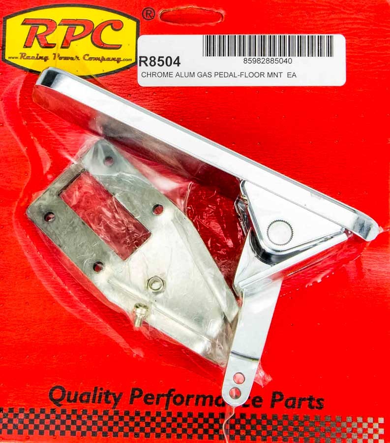 Racing Power Co-Packaged Floor Mount Gas Pedal Chrome MPN RPCR8504 For Universal use
