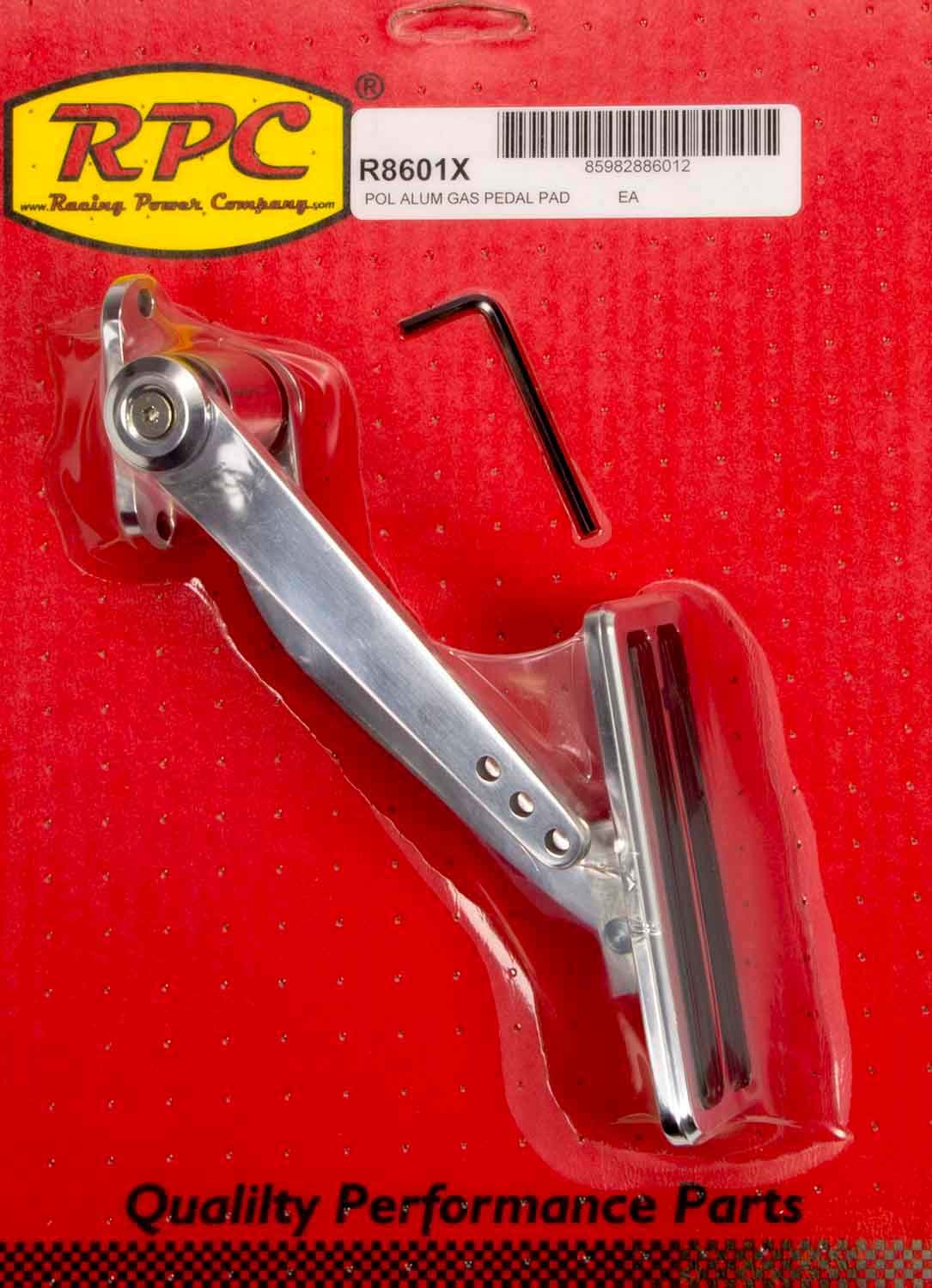 Racing Power Co-Packaged Polished Alum Pad Alum Arm Gas Pedal MPN RPCR8601X For Universal use