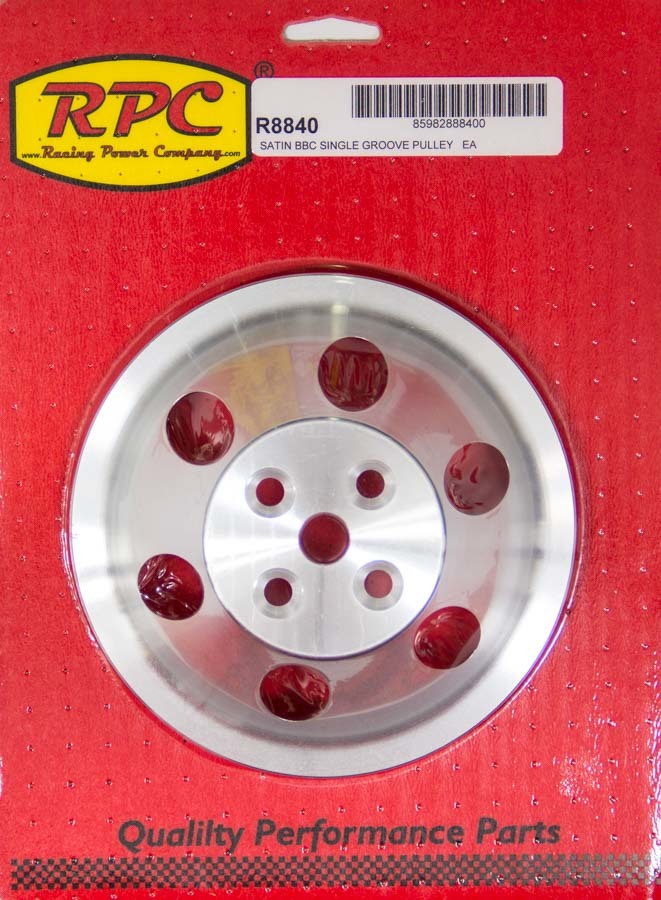 Racing Power Co-Packaged BBC SWP Single Groove Upper Pulley MPN RPCR8840 For Chevy