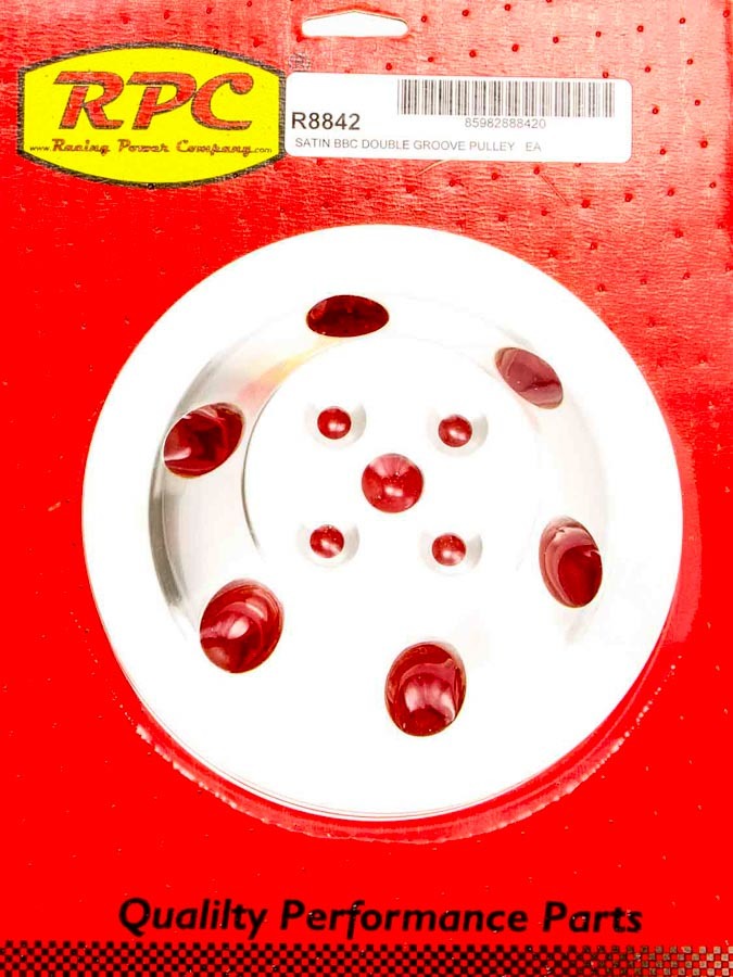 Racing Power Co-Packaged BBC 2 Groove Satin Alum Short W/P Pulley MPN RPCR8842 For Chevy