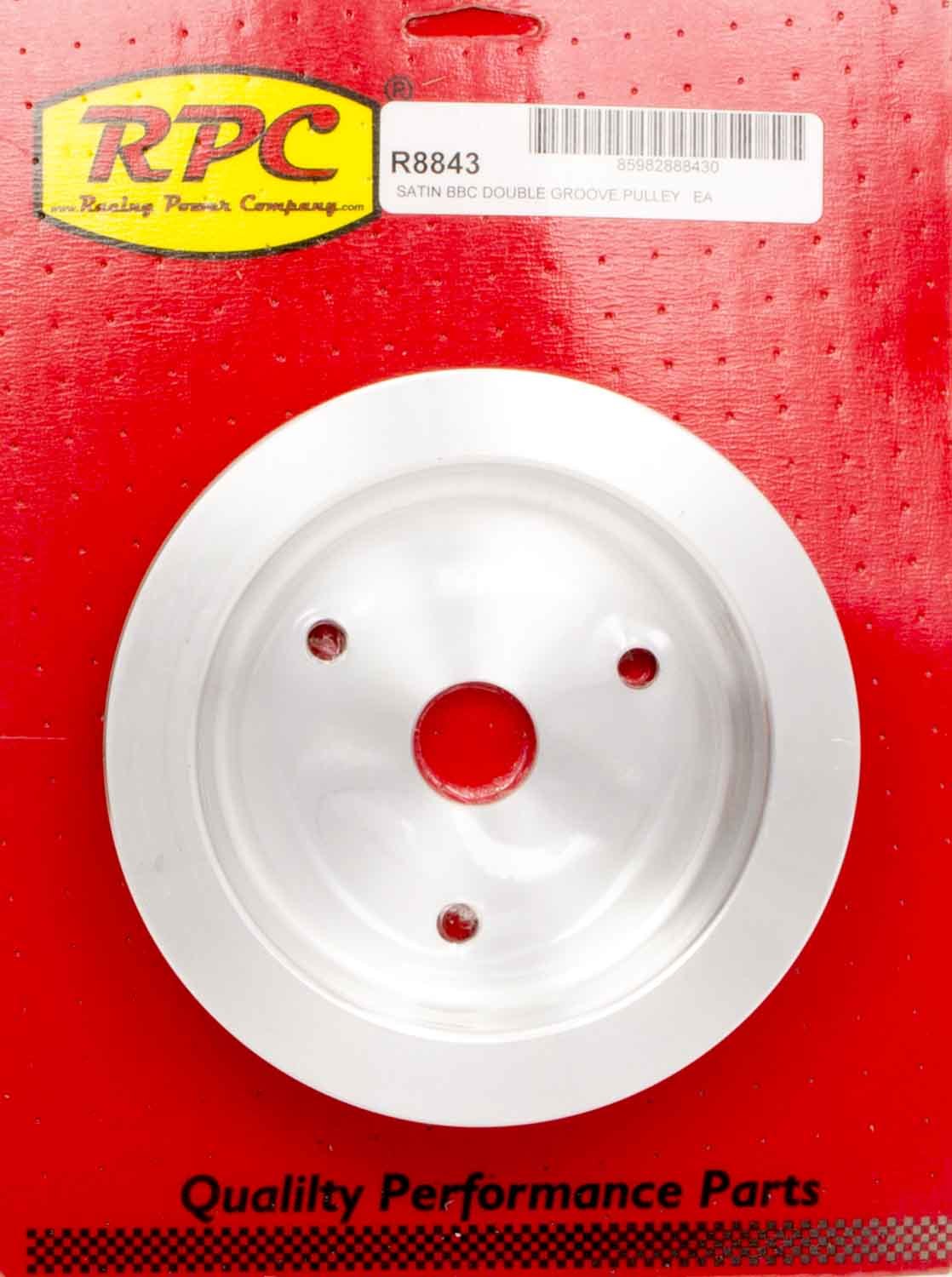 Racing Power Co-Packaged BBC SWP 2 Groove Lower Pulley Satin MPN RPCR8843 For Chevy