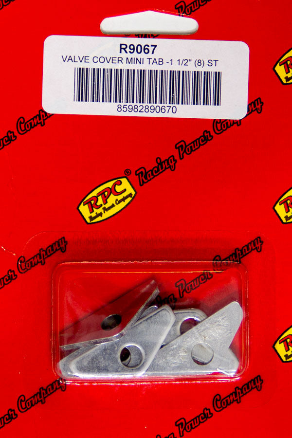 RACING POWER CO-PACKAGED Chrome V/C Hold Down Mini Tab 8pcs RPCR9067