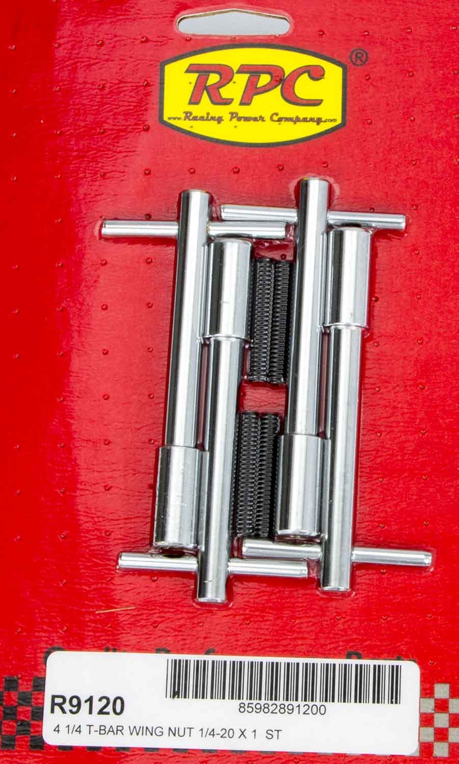 RACING POWER CO-PACKAGED 4-1/4in Chrome Wing Nuts 1 1/4in-20 4pk RPCR9120