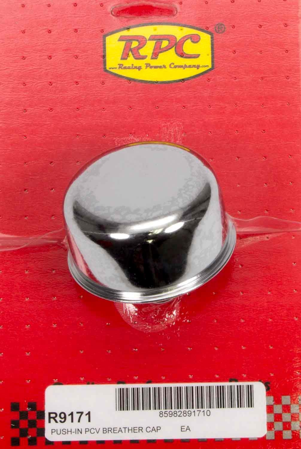 RACING POWER CO-PACKAGED Chrome Push In Breather 2-3/4in Dia 3/4in Neck RPCR9171
