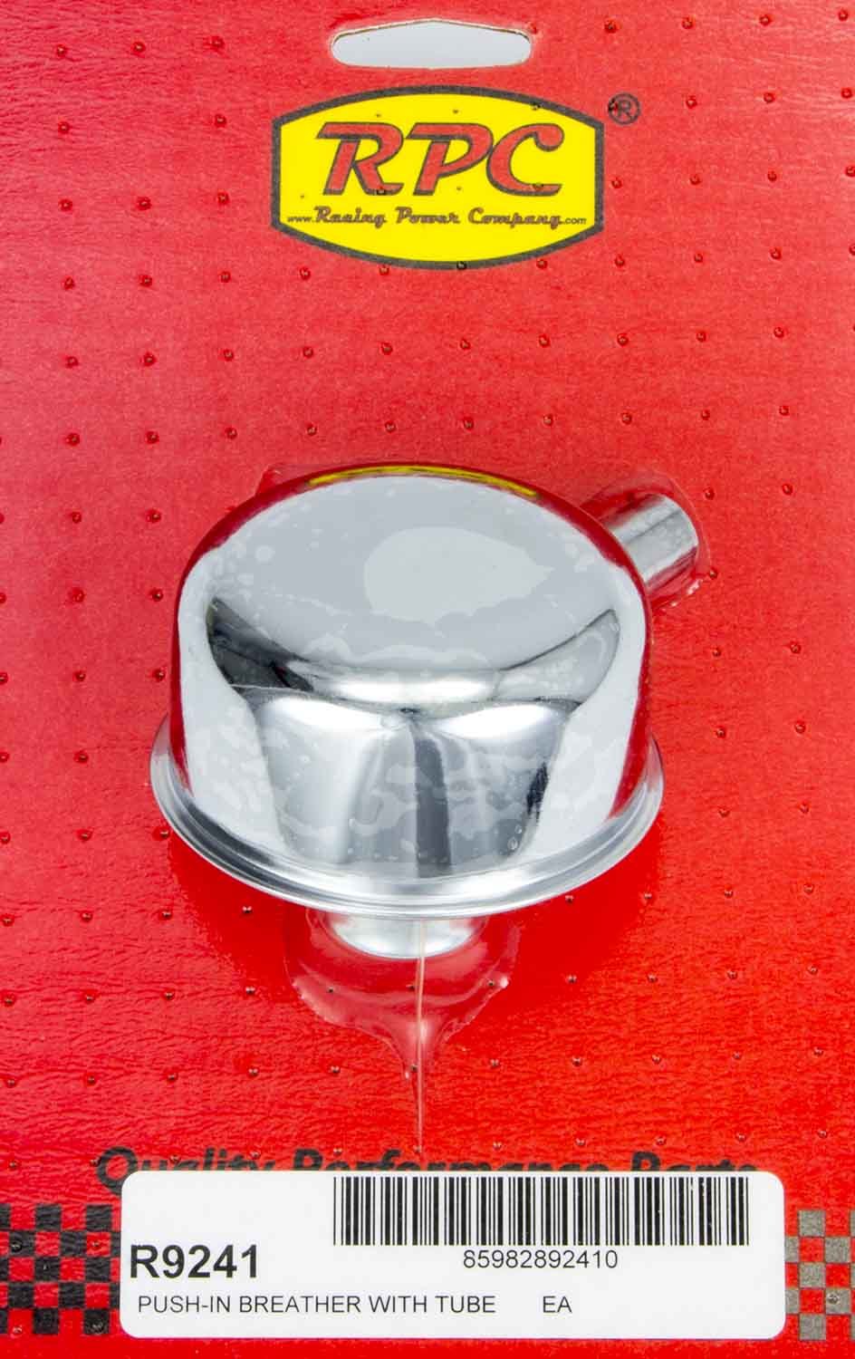 RACING POWER CO-PACKAGED Chrome Push In Breather w/Tube 2-3/4in Dia 3/4NK RPCR9241