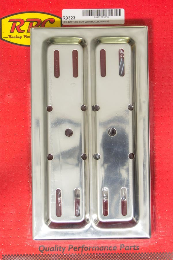 Racing Power Co-Packaged Stainless Steel Battery Tray Kit MPN RPCR9323 For Universal use