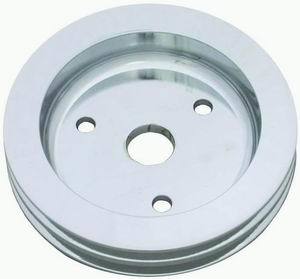 Racing Power Co-Packaged Pol Alum SBC Double Gro ove Pulley MPN RPCR9481POL For Chevy