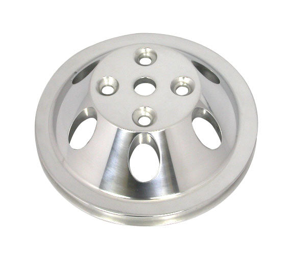 Racing Power Co-Packaged Pol Alum SBC Single Gro ove Pulley MPN RPCR9482POL For Chevy