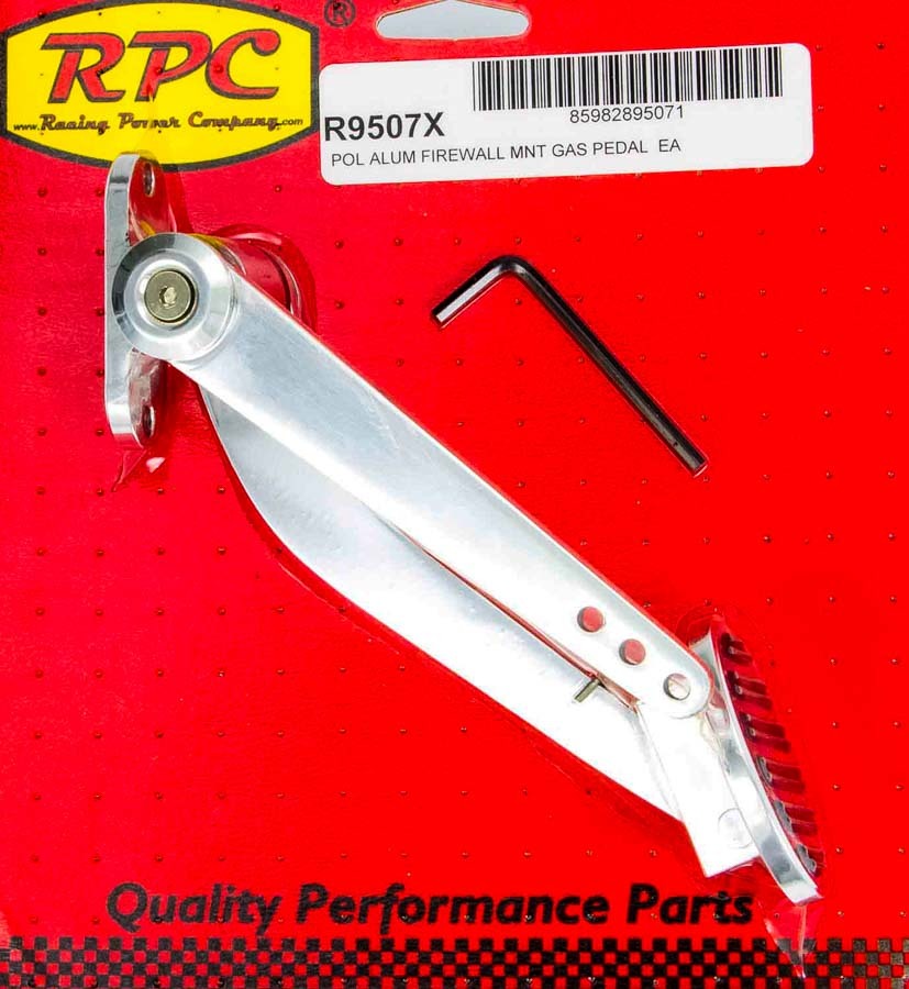 Racing Power Co-Packaged Polished Alum Firewall Mount Gas Pedal MPN RPCR9507X For Universal use