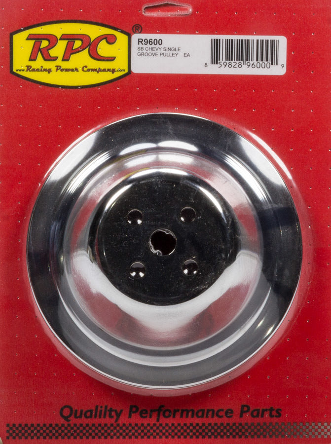 Racing Power Co-Packaged Chrome Steel Water Pump Pulley SBC Short 7.1 Dia MPN RPCR9600 For Chevy