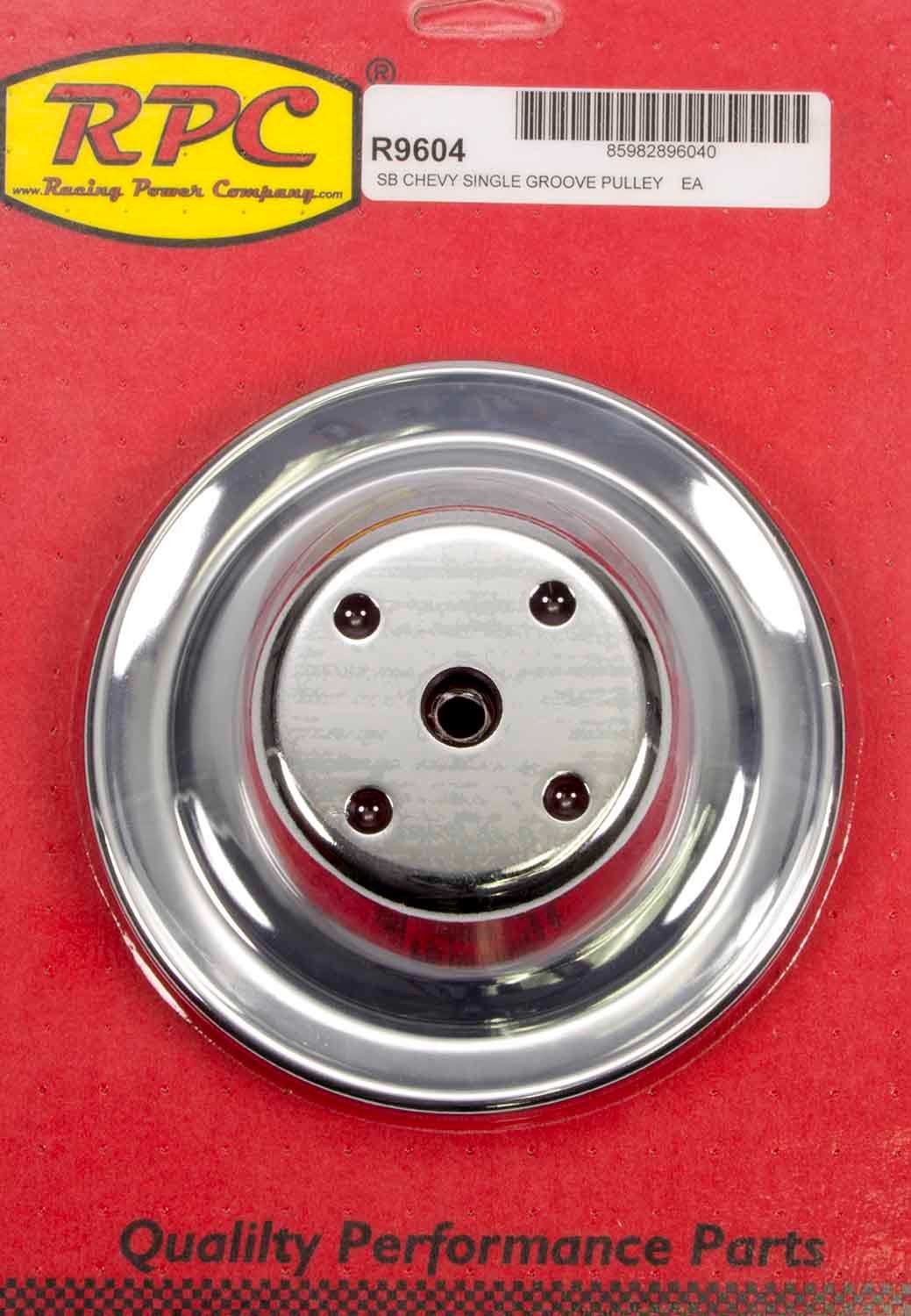 Racing Power Co-Packaged Chrome Steel Water Pump Pulley Long SBC 6.3 Dia MPN RPCR9604 For Chevy