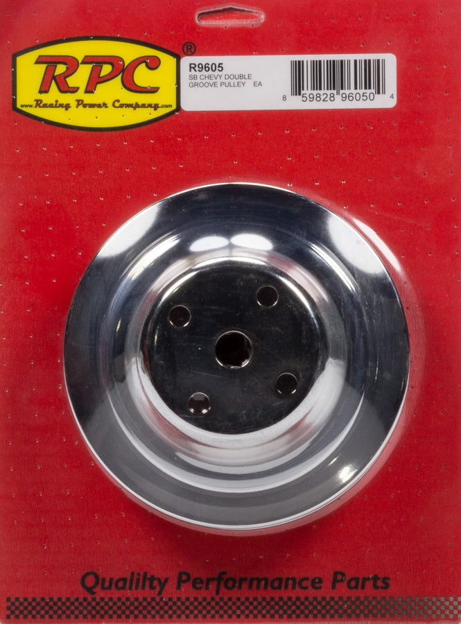 Racing Power Co-Packaged Chrome Steel Water Pump Pulley 2groove Long WP MPN RPCR9605 For Chevy