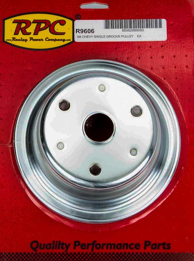 Racing Power Co-Packaged Chrome Steel Crankshaft Pulley 1Groove Long WP MPN RPCR9606 For Chevy