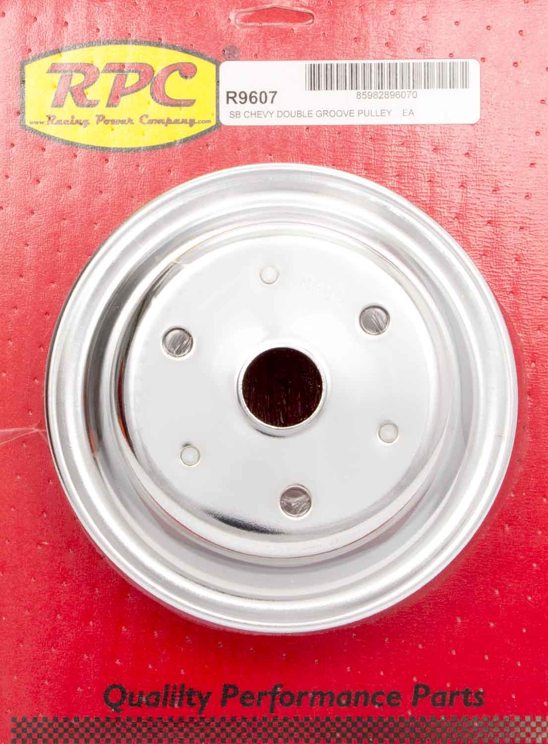 Racing Power Co-Packaged Chrome Steel Crankshaft Pulley 2Groove Long WP MPN RPCR9607 For Chevy