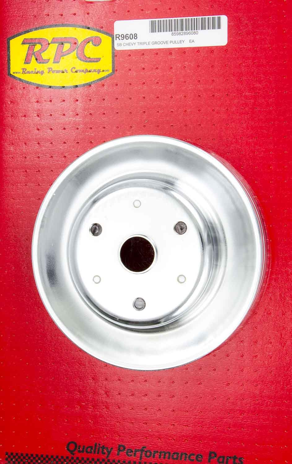 Racing Power Co-Packaged Chrome Steel Crankshaft Pulley 3Groove Long WP MPN RPCR9608 For Chevy