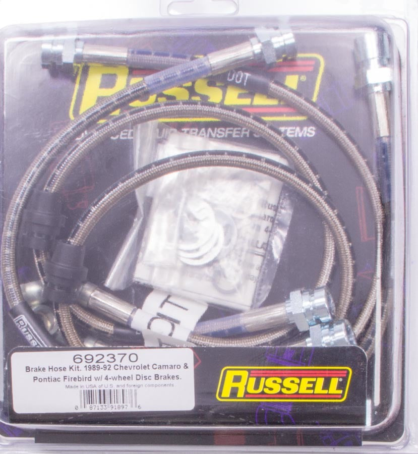 Russell Front Brake Hose Kit 89-92 Camaro MPN RUS692370 For GM F-Body 1989-92