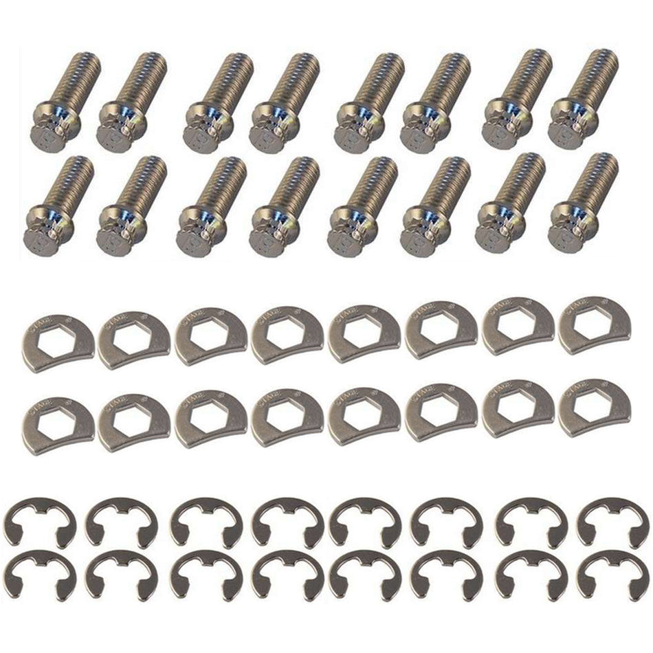 Stage 8 Fasteners S/S Header Bolt Kit - 6pt. 3/8-16 x 1in (16) MPN SGE8953 For Ford