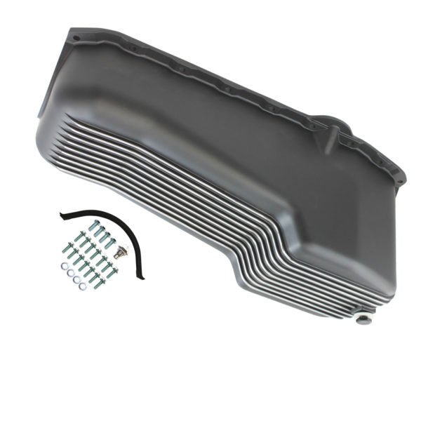 Specialty Products Company Oil Pan 1958-79 SB Chev y 262-400 Finned Black MPN SPC8442BK For Chevy