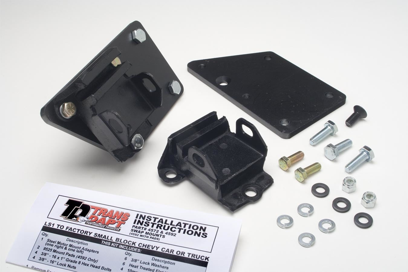 Trans-Dapt LS1 Into SBC Chassis Motor Mount Kit MPN TRA4592 For GM LS-Series