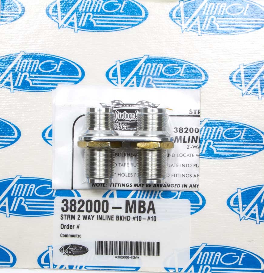 VINTAGE AIR 2 Way In Line Bulkhead #10 and #10 O-Ring VIN382000-MBA
