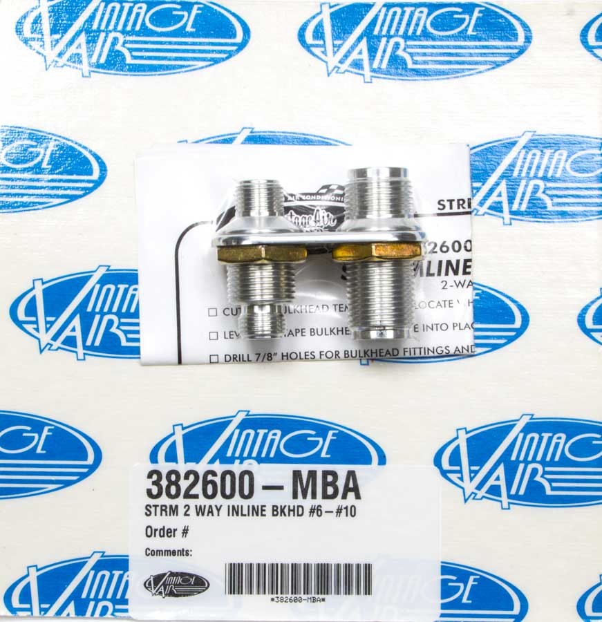 Vintage Air 2 Way In Line Bulkhead #6 and #10 O-Ring MPN VIN382600-MBA