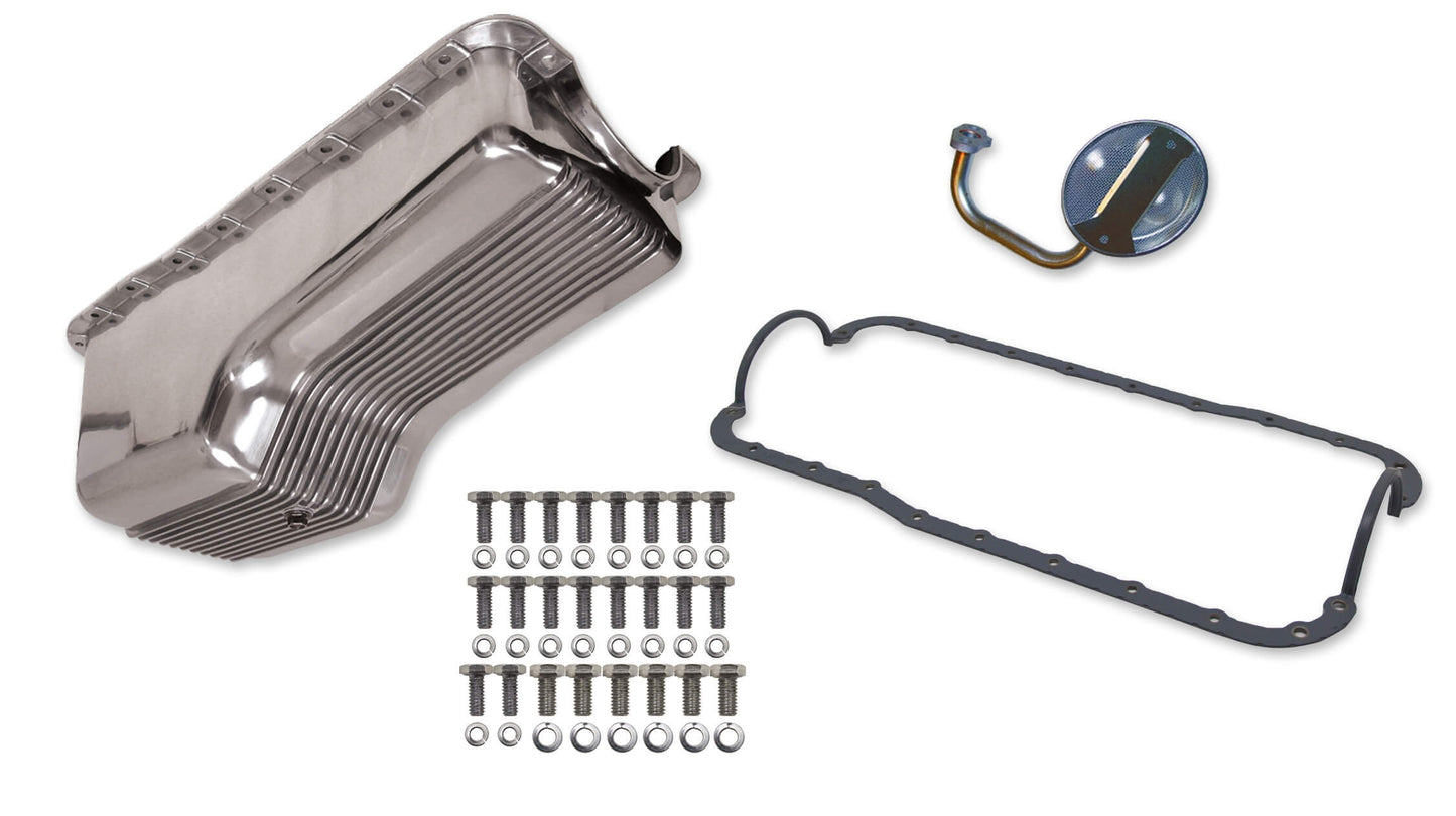 Weiand 4qt Alm Finned Oil Pan Kit SBF 289/302 Polished MPN WEI6524FWND For Ford Pickup