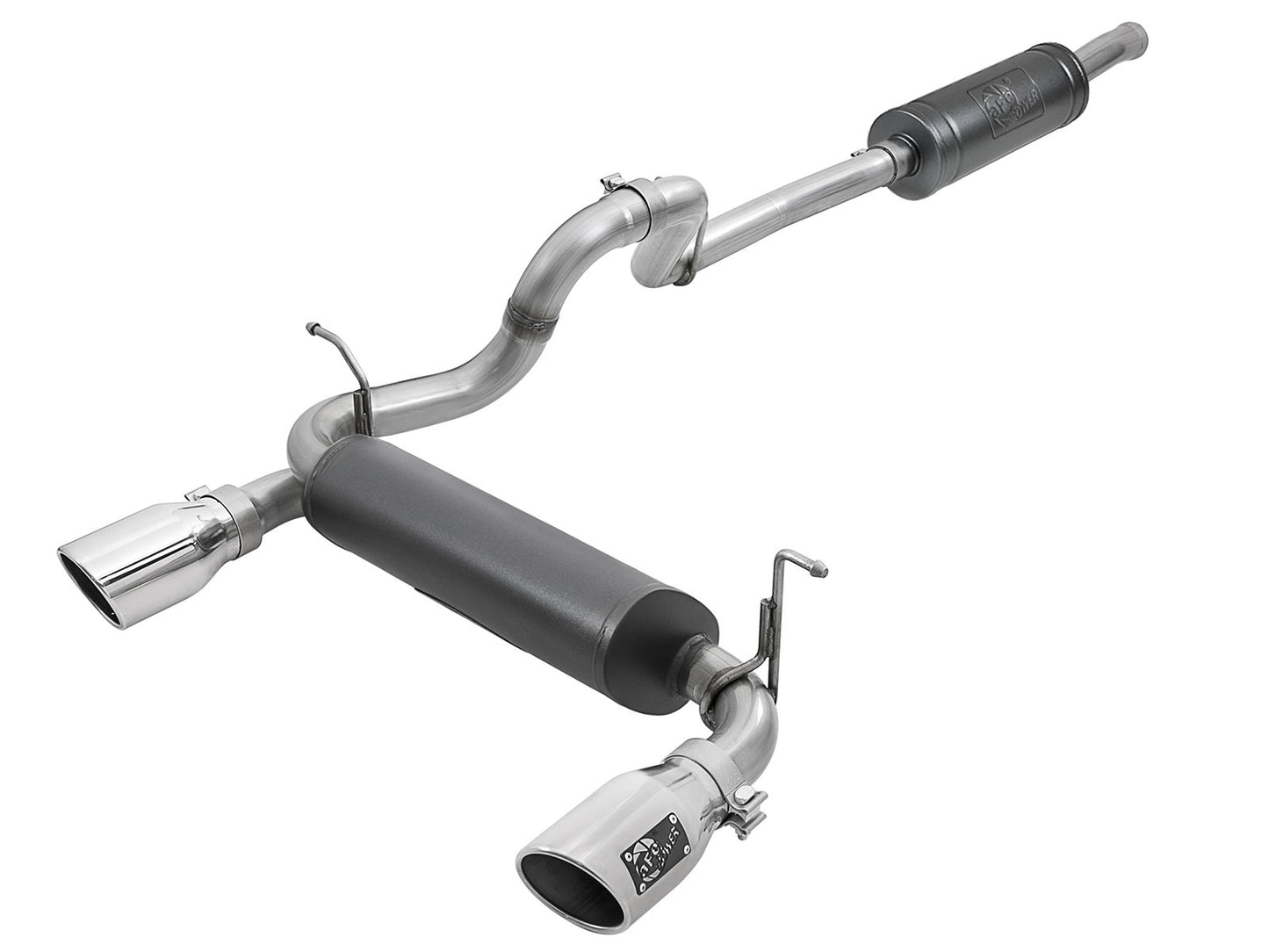 Afe Power Cat Back SS 2-1/2in Dual Out Polished Tip MPN AFE49-38066-P For Jeep, Mopar Wrangler JL, V6 2018-22
