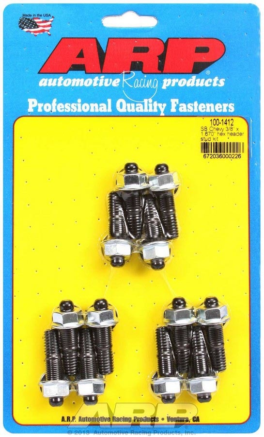 Arp Header Stud Kit - 6pt. 3/8 x 1.670 OAL (12) MPN ARP100-1412 For Chevy