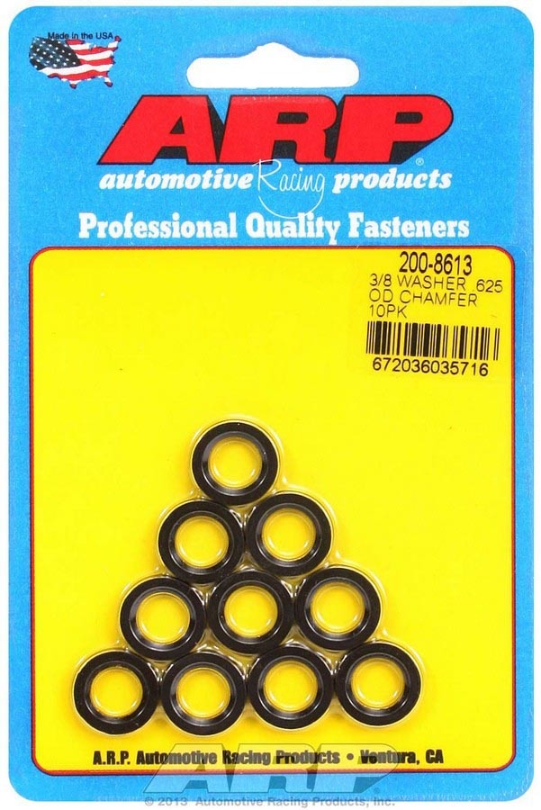ARP  Black Washers - 3/8ID x .625 OD Chamfer (10) 200-8613