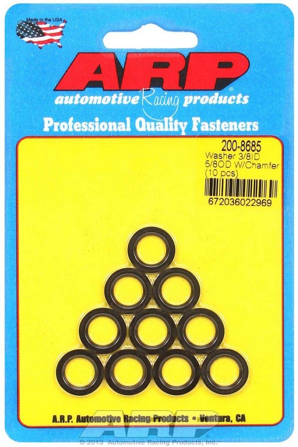 ARP  Black Washers - 3/8 ID x 5/8 OD Chamfer (10) 200-8685