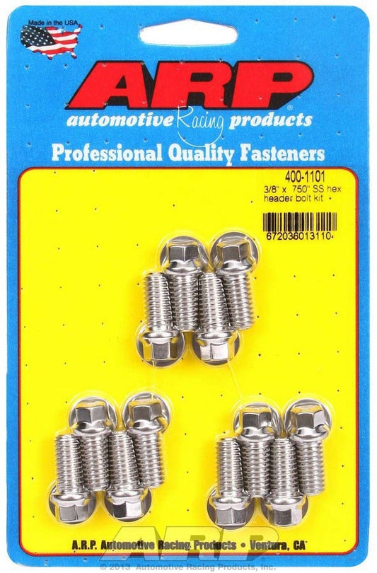 Arp S/S Header Bolt Kit - 3/8 x .750 UHL (12) MPN ARP400-1101 For Chevy
