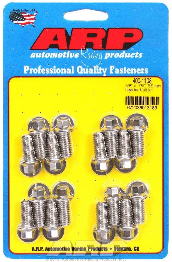 ARP  S/S Header Bolt Kit - 3/8 x .750 UHL (16) 400-1108