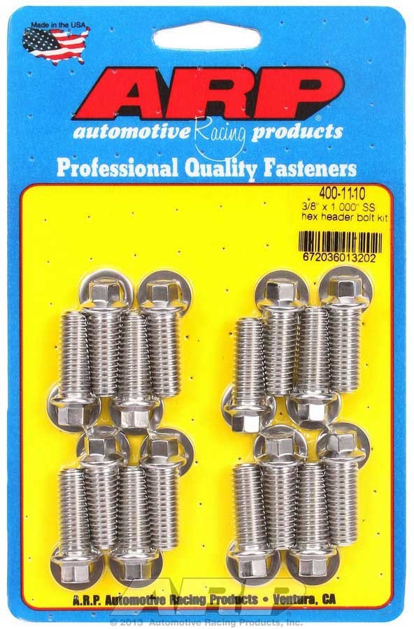 Arp S/S Header Bolt Kit - 3/8 x 1.00 UHL (16) MPN ARP400-1110 For Universal use