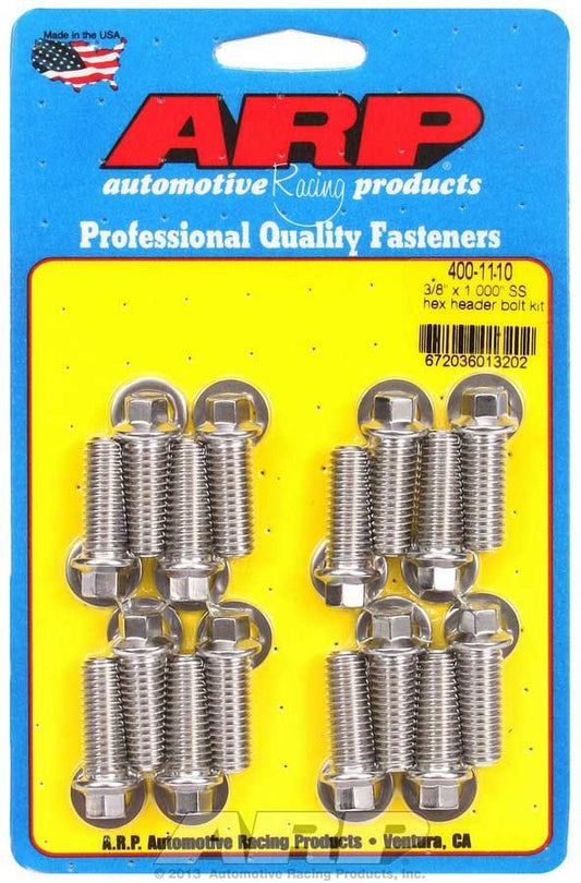Arp S/S Header Bolt Kit - 3/8 x 1.00 UHL (16) MPN ARP400-1110 For Universal use