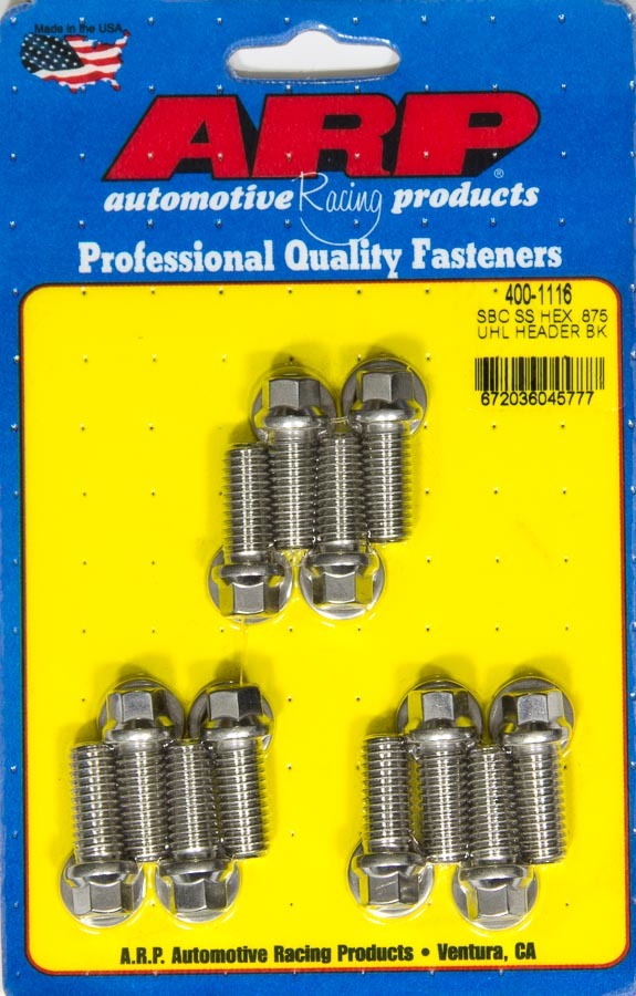 Arp Header Bolt Kit - 6pt. 3/8 x .875 UHL (12) MPN ARP400-1116 For Universal use