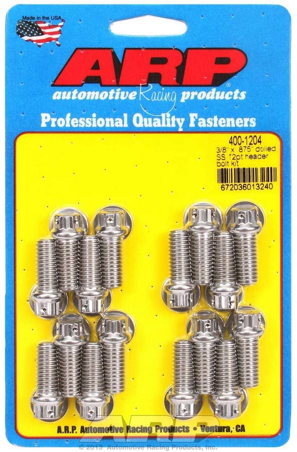 Arp S/S Header Bolt Kit - 3/8 x .875 UHL (16) MPN ARP400-1204 For Chevy