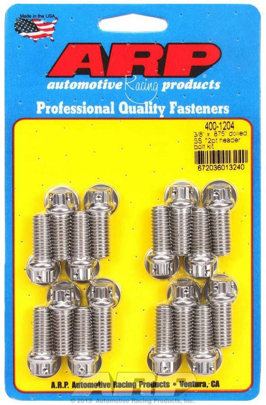Arp S/S Header Bolt Kit - 3/8 x .875 UHL (16) MPN ARP400-1204 For Chevy