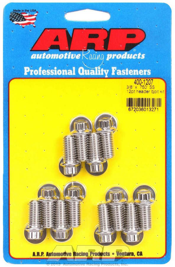 Arp S/S Header Bolt Kit - 3/8 x .750 UHL (12) MPN ARP400-1207 For Universal use