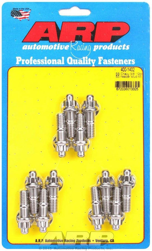 Arp S/S Header Stud Kit - 3/8in x 1.670in OAL (12) MPN ARP400-1402 For Chevy