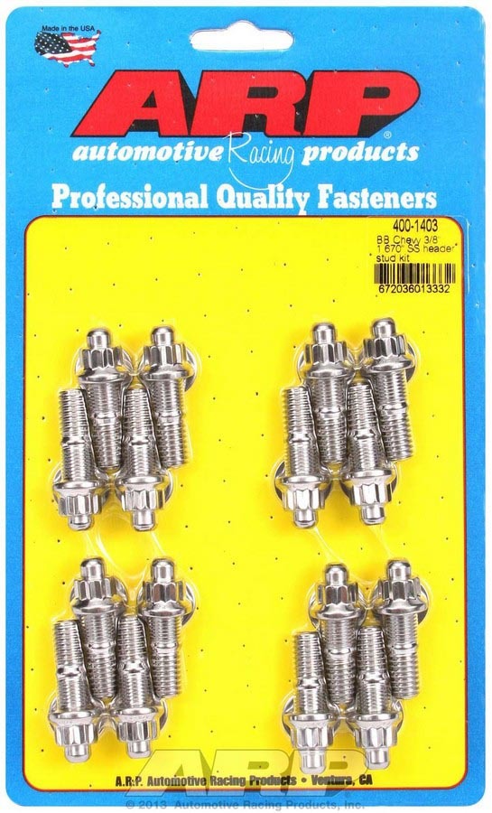 ARP  S/S Header Stud Kit - 3/8in x 1.670in OAL (16) 400-1403