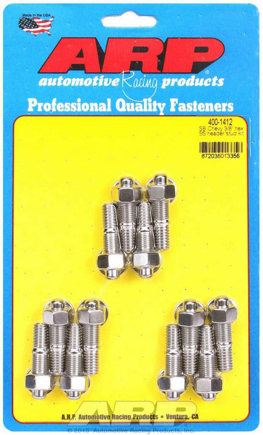 Arp S/S Header Stud Kit - 3/8 x 1.670 OAL (12) MPN ARP400-1412 For Chevy